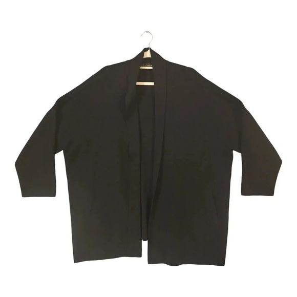 New Escada Cardigan Sweater Women Size 44 Black 100% Virgin Wool Side Slits - Picture 1 of 9
